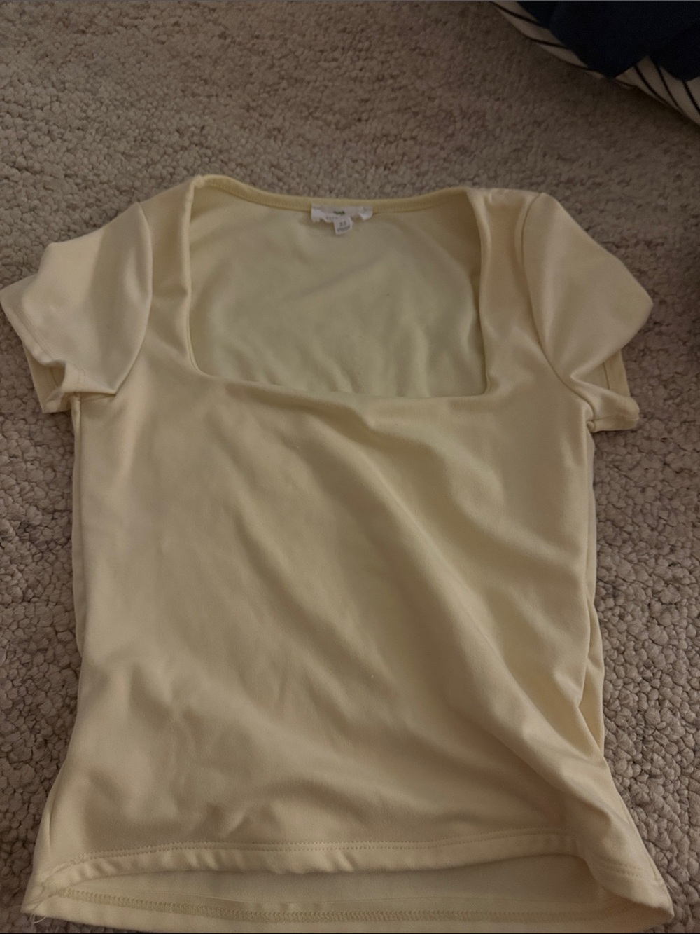 Square Neck Short Sleeve Crop Top in Soft Cream